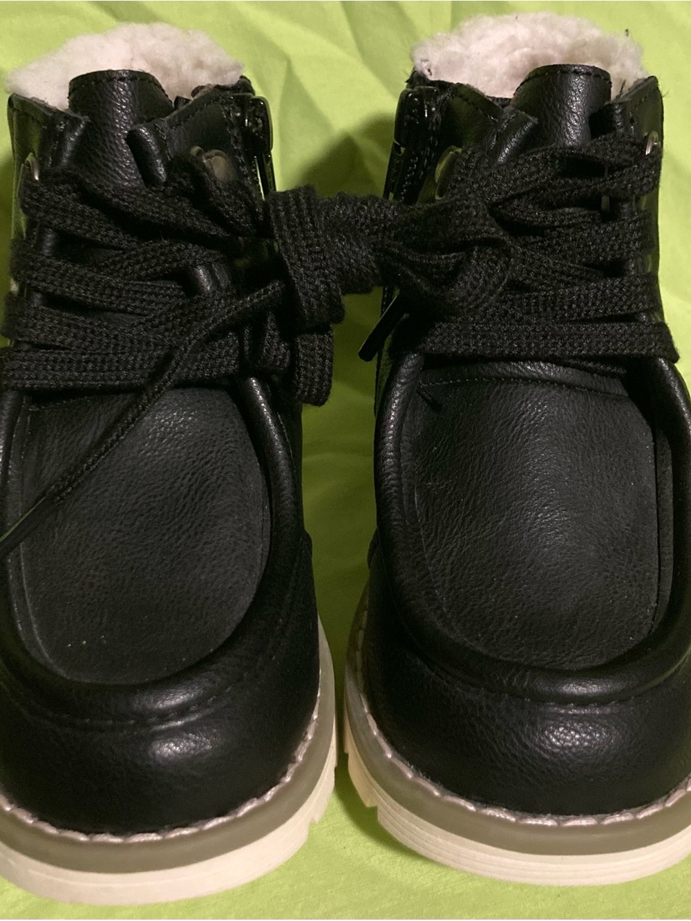 Kids Black Lace-Up Winter Boots with Faux Fur